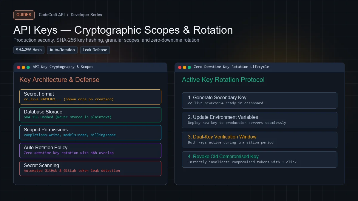 API Keys — Scopes, Rotation, and Not Leaking Them